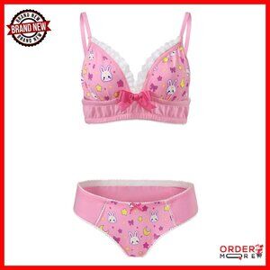 Lacy Bralette Set Adjustable Straps Stretch Fabric Sleepwear Lounge